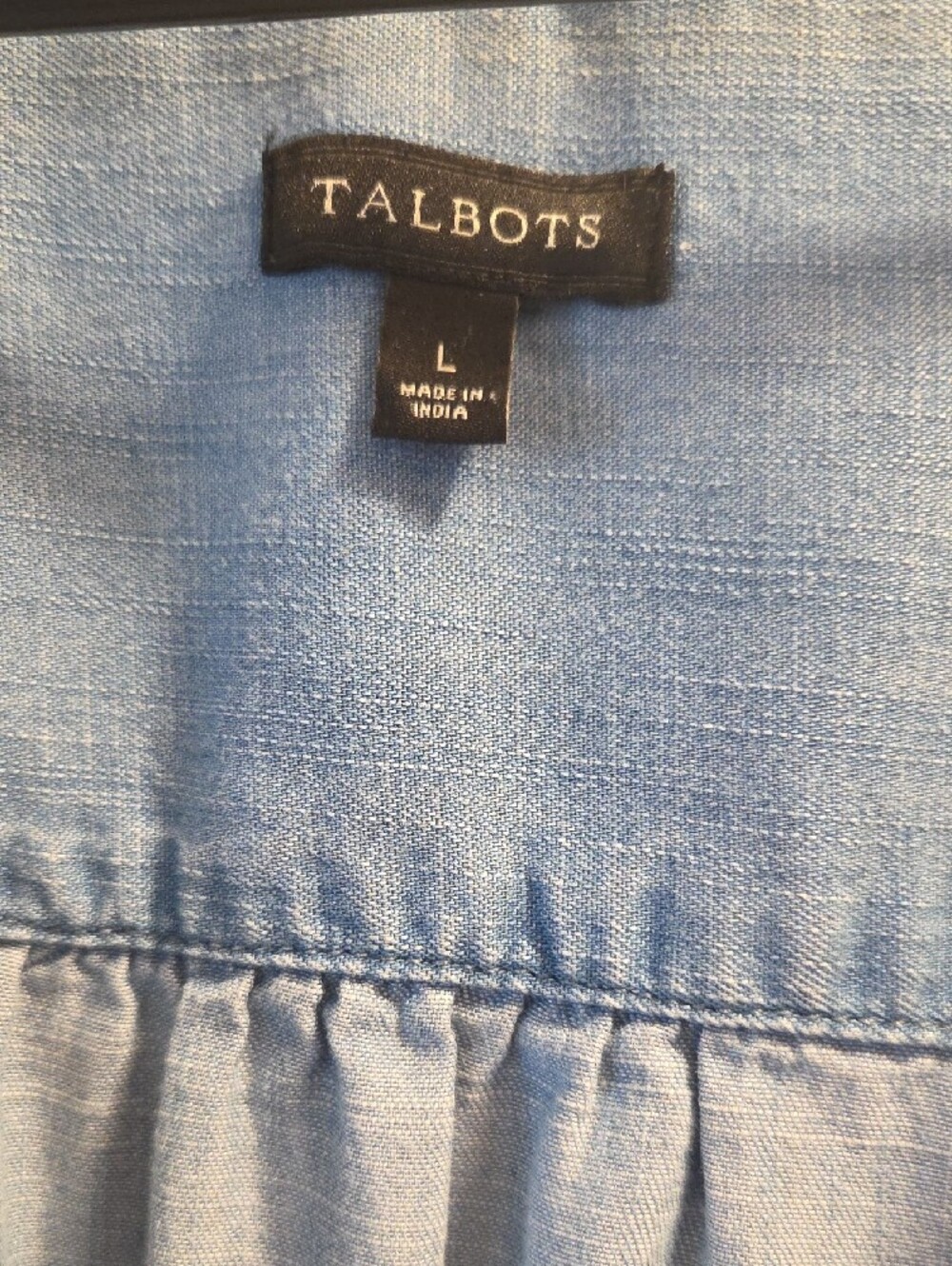 Talbots Light Chambray Blue Split-Neck Peasant Blouse - Picture 2 of 3